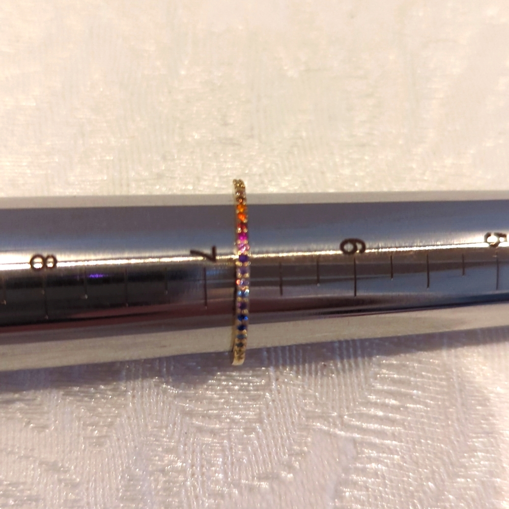 Micro Pave Rainbow Multi Crystal Ring Size 6 & 3/4 - image 2